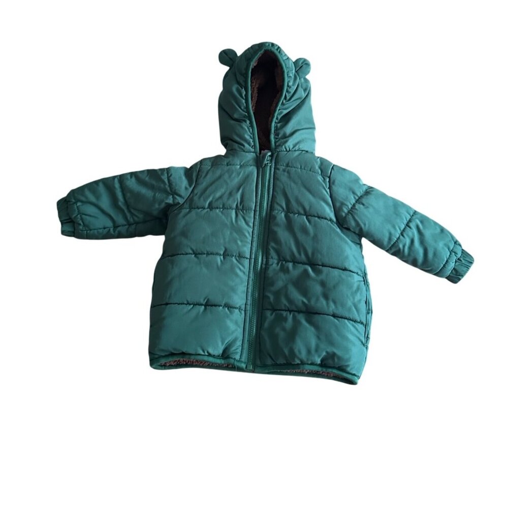 First Impressions Fleece Lined Puffer Jacket 12 Months Hooded Coat With Ears